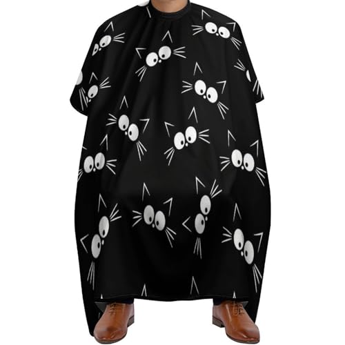 Cape de barbier anti-cheveux avec encolure réglable chat noir