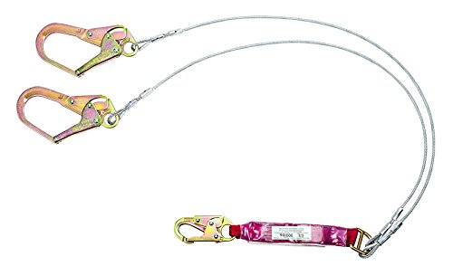 MSA 10088212 Sure-Stop Cable Energy-Absorbing Lanyard with 36C Harness Connection and Two 36CL Anchorage Connection, Twin-Leg, 6' Length