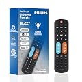 Philips BigEZ OneTouch Big Button Universal TV Remote for Seniors, Easy to Use, Replacement Remote for Samsung, LG, Sony, Vizio, Roku TV, Backlit Buttons, 2 Device, Black, SRP3945B/37
