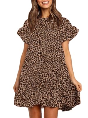 Robe d'été sans manches plissée à volants pour femme au col rond