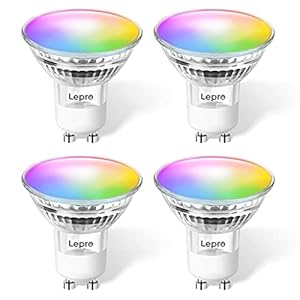 Lepro GU10 Smart Bulb, RGB and Warm to Cool White Smart Light Bulb GU10, Dimmable Colour Changing Smart GU10 LED Bulbs, Compatible with Alexa & Google Home, 4.5W = 50W, Pack of 4 (2.4GHz WiFi)