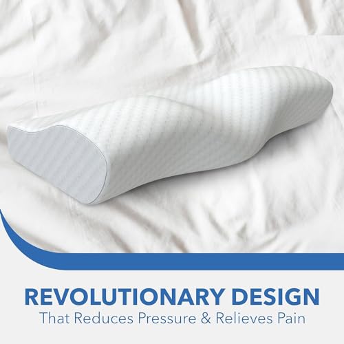 Image of Contour Cervical Neck Pillow for Pain Relief Sleep,Spinal Alignment, Neck Cushion with Memory Foam,Skin Friendly Cover, White (Pack of 1, Contour Cervical Pillow - White)