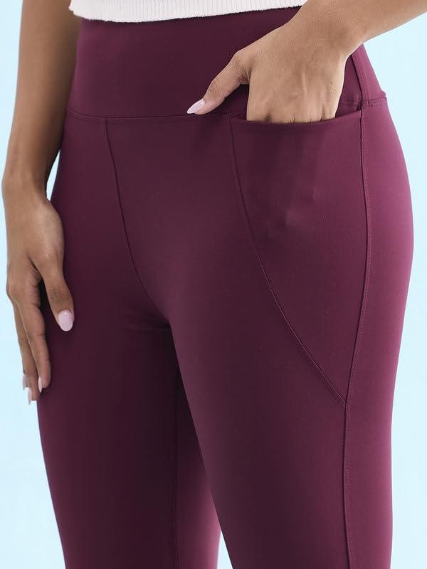 Image of GO COLORS Womens Solid Training Capri | Elastane, High Rise