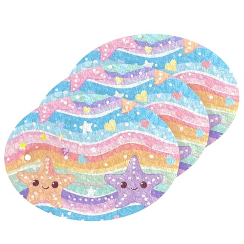Esponjas absorbentes de dibujos animados con estrellas coloridas, multiusos, decorativas, para lavar platos, resistentes a las manchas y al olor (3 unidades)