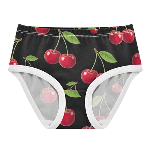 Toddler Girls Underwear 2t Cotton Little Girl Panties Colorful Briefs Underpants Bright Red Cherries Leaves Black