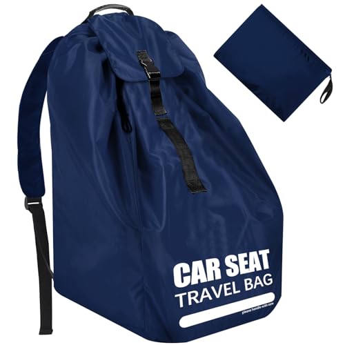 Car Seat Travel Bag for Airplane, Large Car Seat Bags for Air Travel with Padded Straps, Gate Check Storage Bag/Backpack for Car Seat Airport, Carseat Cover Travel – Baby Travel Essentials for Flying