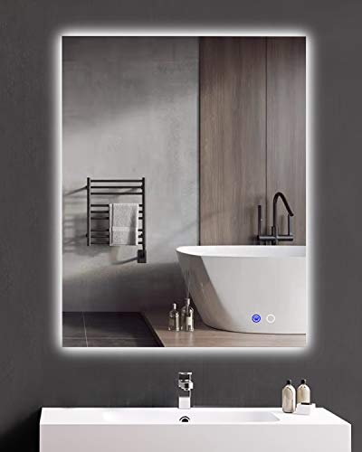 Keonjinn 36"x 28" Backlit Bathroom Mirror Wall Mounted Anti-Fog Makeup Mirror with LED