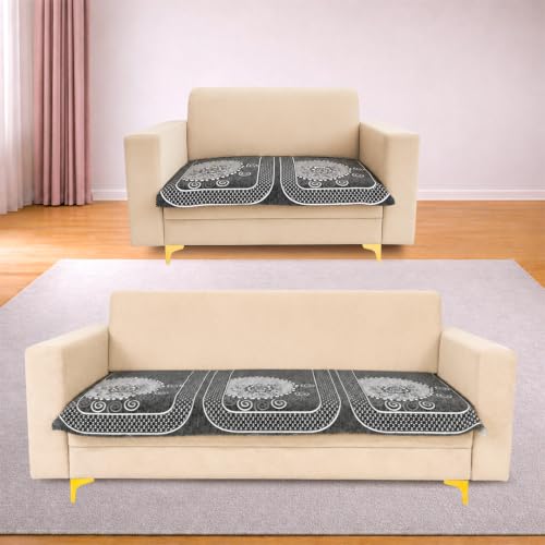 Image of Homerz Premium Chenille Fabric Sofa Cover | Soft, Durable & Dustproof | Decorative Couch Cover (Solitaire Grey, 5 (3+2) Seater, Only Seat Cover)