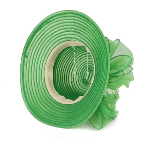 Image of DRESHOW Lady Derby Dress Church Bowler Cloche Hat Bowknot Organza Bridal Cap for Wedding