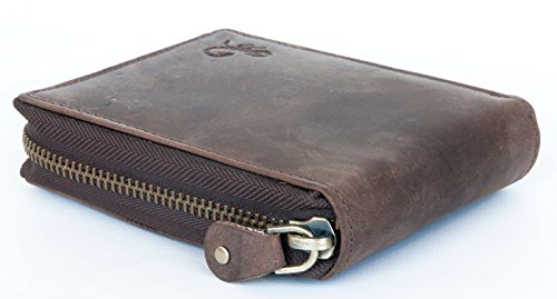 FLW Natural Strong Genuine Leather Wallet with Scorpion with Zip Around (metal zipper)2