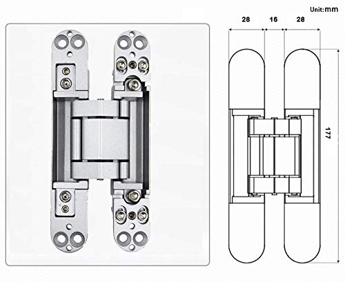 Hlmoptimo 7 Inch Invisible Hinges Hidden Door Hinges Concealed Hinges 180 Degree Swing Hinge 3-D Adjustable Butt Hinge 7 X 2.8 X 1 Inch Pack Of 1 (Silver) #TOP1