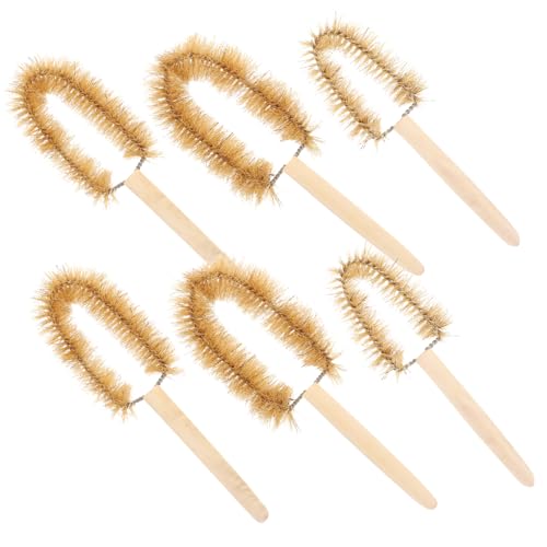 Cabilock 6 Piezas Cepillo de Limpieza para Laboratorio con Mango de Madera Cepillo para Matraz Químico Resistente y Reutilizable para Limpieza Precisa Experimentos