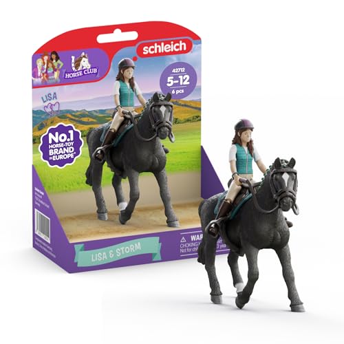 schleich HORSE CLUB | Lisa & Storm 42712 | bewegliche Mädchenfigur | mit Pferde Zubehör | tolles Geschenk für Mädchen und Jungen | Pferde Spielzeug ab 5 Jahren | 6-teiliges Spielset