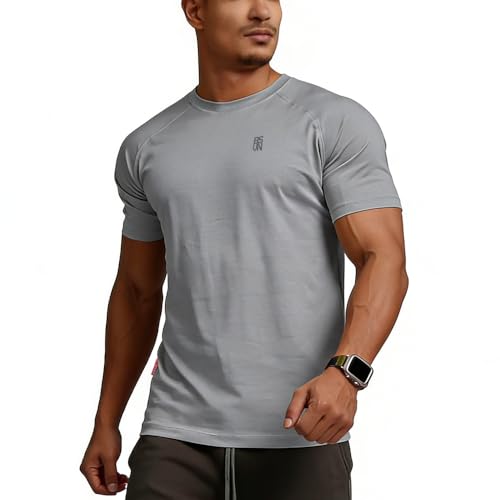 Image of Casual Short Sleeve Crew Neck Classic Wicking Breathable Fitness Muscle Athletic T Shirts Mens