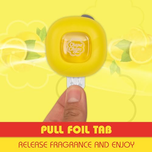 Image of BDK Chupa Chups Car Air Freshener, Lemon Twist - Long Lasting Car Fresheners with Fun Scents, Colorful and Vibrant Air Freshener for Car, Unique Car Freshner Perfume Deodorizer Refresher Fragrance