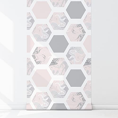 Papier peint 290x290 cm hexagone géométrique auto-adhésif pour salon et cuisine