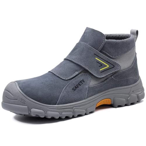 Image of GLANOUDUN Steel Toe Boots for Men, Welding Work Boots with Puncture-Resistant Midsole, High Top Hook and Loop Safety Footwear for Welding Workshop Construction Warehouse Factory