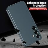 HUOLUNGJIN Kompatybilne z Samsung Galaxy A56, skórzane etui z klapką z inteligentnym okienkiem, smukłe, luksusowe etui lustrzane, pełna ochrona przed wstrząsami, odporne na zarysowania, przezroczyste