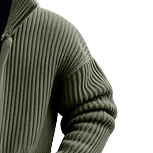 Mens Stand Collar Knitted Thickened Cardigans Loose Fit Knitwear Open Front Outwear Regular Fit Pocket Knit Sweaters (Green,3X-Large)3