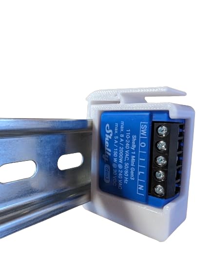 Set of 4 Adapters for Shelly 1 Mini Gen 3 to DIN Rail Bracket (35 mm) (Set of 4)