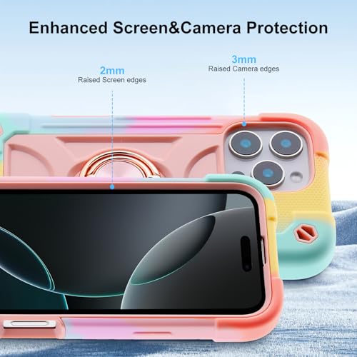 Image of MARKILL Plastic, Silicone Compatible with iPhone 16 Pro Max Case 6.9 Inch with Ring Stand, Heavy-Duty Military Grade Shockproof Case Phone Kids Cover For iPhone 16 Pro Max