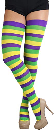 Image of ToBeInStyle Women's Vibrant Horizontal Wide Striped Thigh High Stockings