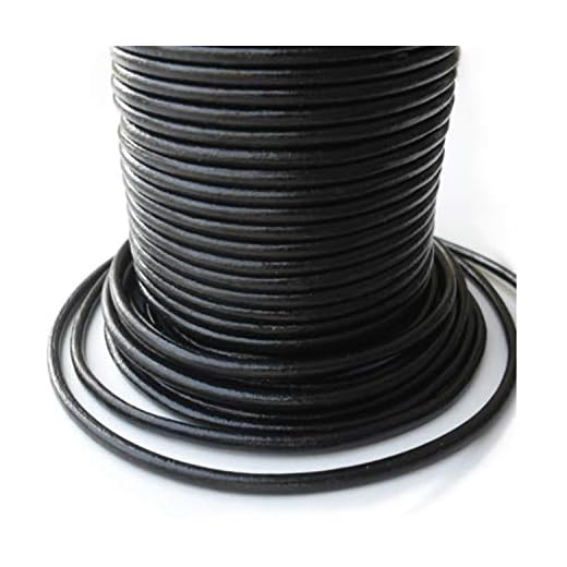 Auroris 25 m rulle läderband, rund diameter 2 mm, svart