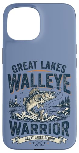 Great Lakes Walleye Warrior Retro Fishing Angler Lake Fish �X�}�z�P�[�X iPhone 15 �p