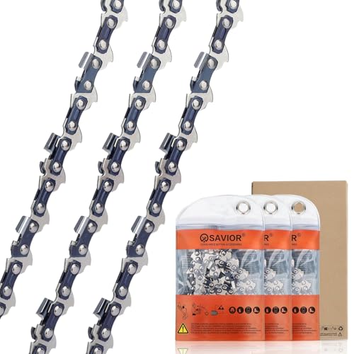 Savior Lot de 3 Chaînes de Tronçonneuse Faible Rebond 3/8