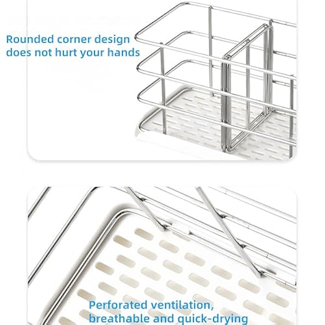 Kitchen Sink Storage Rack Sponge Holder ¨CStainless Steel Sink Box Utensil Holder Can Store sponges, Brushes,Durable, Easy-to-Clean for Kitchen & Bath Essentials Top