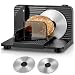 FOHERE Allesschneider Elektrisch,Klappbare Brotschneidemaschine Mit 2 Edelstahlklingen, Schnittstärke 0-15mm Stufenlos Einstellbar, Perfekt Für Brot, Käse, Aufschnitt Und Gemüse