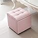 MJMJ Poggiapiedi Imbottito Cubo in Ecopelle Ottomano Poggiapiedi Sgabello Pouf Panca, Scatola dei Giocattoli Scatola Organizzatore Pouf Petto Sedile Singol(Color:Rosa,Size:40x40x40cm(16x16x16))