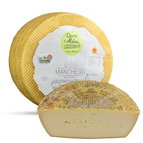 QUESOS LA ALDEA Queso Manchego Artesano Semicurado 1,5 kg Leche de Oveja D.O. La Mancha Calidad Artesanal, Queso Gourmet para Regalo, Cesta Gourmet, Lote de Quesos Ideal para Degustación