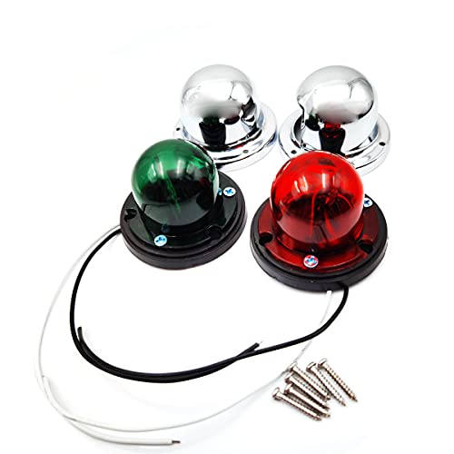 FainWan 2pcs Boat Yacht LED Light Green and Red Marine 12V Stainless Steel Bow Navigation Lights