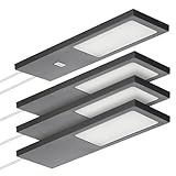 ✅ SOTECH lot de 4 lampes LED pour meubles GIULIA II avec/sans capteur noir, blanc neutre 4000K avec transformateur et distributeur
