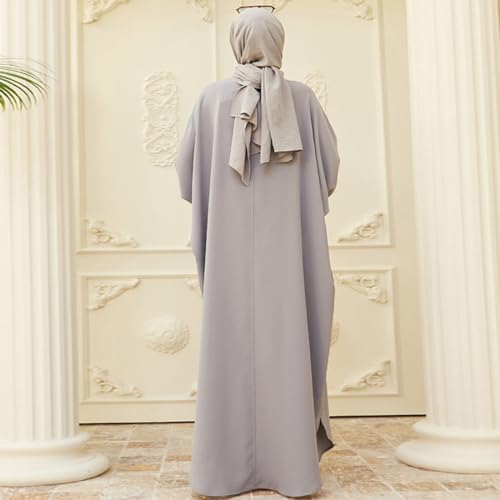 ODASDO Muslim Dresses for Women Abaya Button Down Henley Shirt Prayer Dress Batwing Long Sleeve Middle East Arabian Robe4