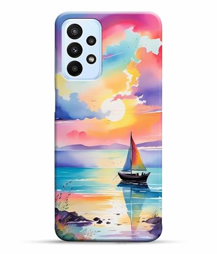 Image of Printed Hard Back Case Cover & Compatible for Samsung Galaxy A23 LTE | A23 5G | Samsung A23 5G | Vector Ship Nature Art (Multicolor) - D1209