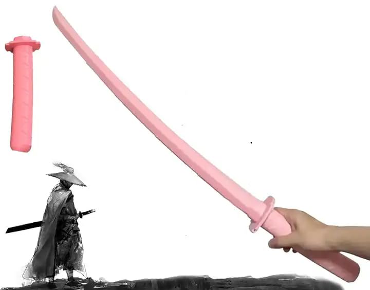 AGAS 3D Fidget Samurai Sword Toy Sensory 3D Printed Gravity Retractable Samurai Sword Model Katana Swords Plastic Toys (Pink Katana Sword)