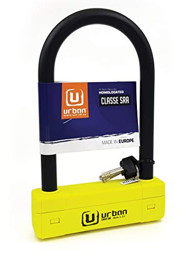 Urban Security UR120220 anti-diefstal hangslot U hoge veiligheid goedgekeurd door SRA, dubbel slot 18, 120x220 mm, Made in EU, Geel, 120 x 220 mm