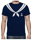 Tstars Nautical Sailor Shirt for Men - Navy Anchor Captain Tee for Halloween, Bachelor Party, or Themed Event Medium Navy