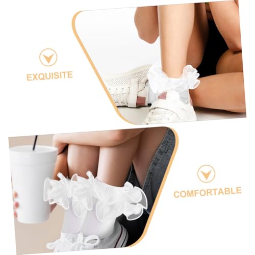 KESYOO Lace Socks Turn Cuff Socks Lace Girl Socks Frilly Dress Socks Little Girl Sock Socks with Bows Women3