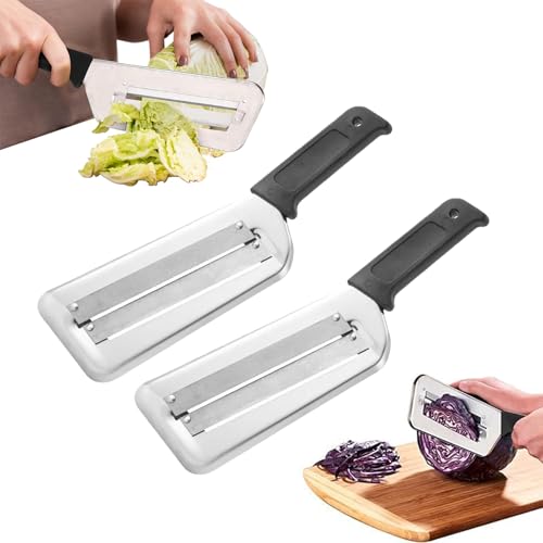 Couteau À Chou Trancheuse, 2x Déchiqueteuse De Chou Pour Salade De Choucroute, Hachoir À Chous En Acier Inoxydable, Coupe-chous Avec Deux Lames Tranchantes, Pour Carottes Et Autres Légumes (Noir)
