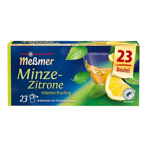 Meßmer Minze-Zitrone | 23 Teebeutel | Intensiv-frisch | Vegan | Glutenfrei | Laktosefrei