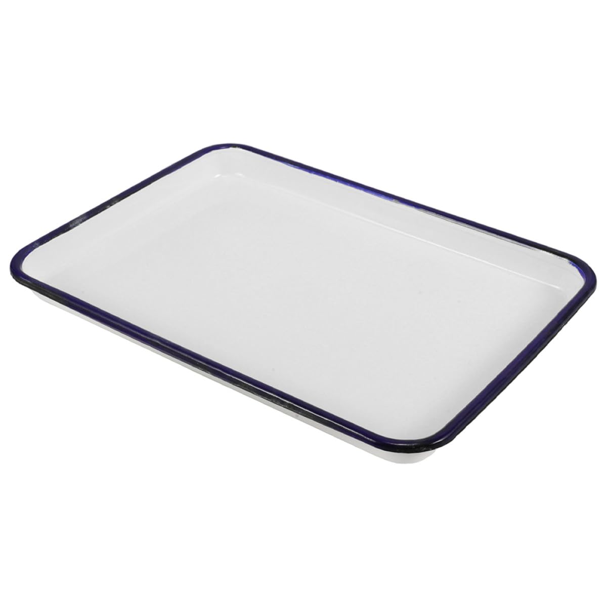 Plateau rectangulaire Veemoon en émail blanc au design solide