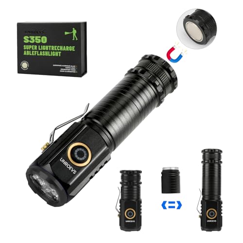 2550 Lumen 2-in-1 Small Flashlight,Led Rechargeable Flashlights High Lumens USB C Charge,Small Powerful Flashlights with 5 Modes, Magnetic Flashlight for Camping, Hiking, Emergency
