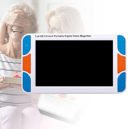 Lupa de video digital portátil de 5 pulgadas, ayuda de lectura electrónica con mango plegable, zoom 3X-48X, 26 modos de color para baja visión y degeneración macular