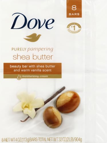 Image of Dove Beauty Bar Soap Shea Butter,for Nourished,Radiant Skin,Enriches Skin 3.75 oz,(Pack of 72)