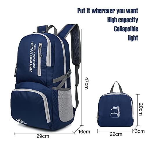 Lywencom Hiking Backpack,30l sporty lightweight folding waterproof ultralight backpack for outdoor camping picnic hiking (Navy Blue) - Image 3