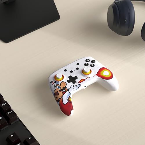 Image of PowerA Enhanced Wired Gaming Controller for Nintendo Switch or Nintendo OLED, Super Mario Bros, Fireball Mario, White /Red (Officially Licensed)