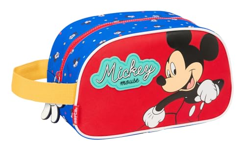 Safta Mickey Mouse Good Day - Neceser Escolar Infantil Mediano con Asa, Neceser Infantil, Adaptable a Carro, Fácil Limpieza, Cómodo y Versátil, Calidad y Resistencia, 26x12x15 cm